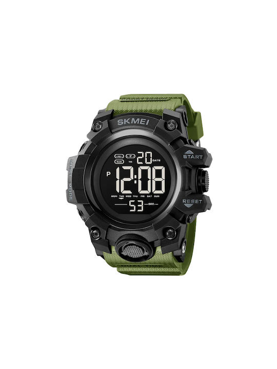 Skmei Digital Watch Chronograph Battery with Rubber Strap Green