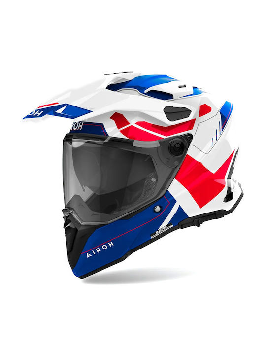 Airoh Commander 2 On-Off Helmet with Pinlock and Sun Visor ECE 22.06 Reveal Blue / Red gloss