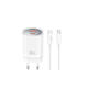 XO Charger with USB-A Port and USB-C Port and Cable USB-C - Lightning 30W Power Delivery Whites (CE21)
