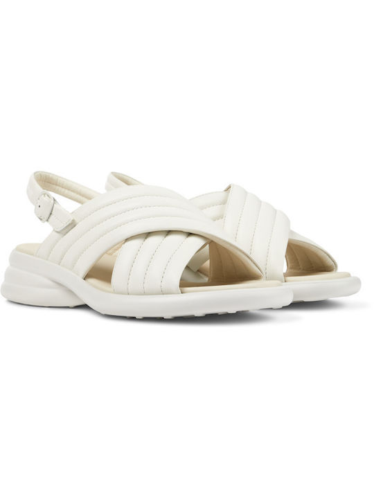 Camper Spiro Leder Damen Flache Sandalen in Wei...