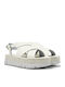 Oruga Up Leather Women's Flat Sandals in White Color