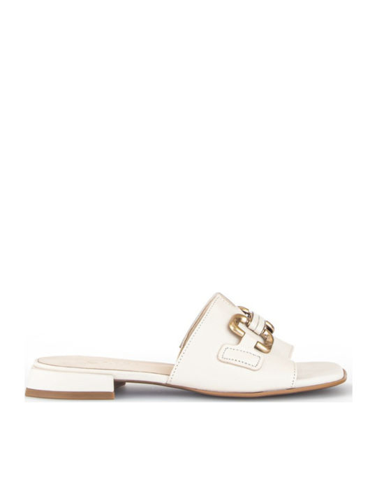 Leder Flache Sandalen für Damen Anatomisch in Weiß Farbe
