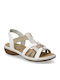 Leder Flache Sandalen für Damen in Weiß Farbe