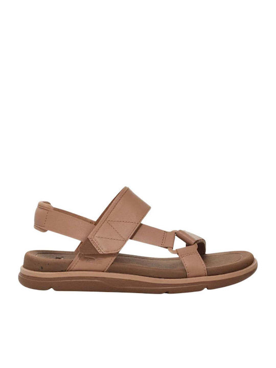 Madera Leather Women's Flat Sandals Sporty Brown