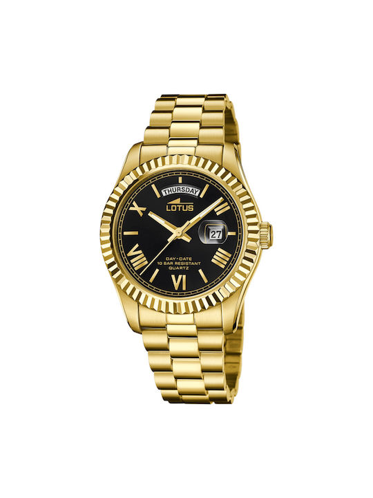Lotus Watches Uhr Batterie mit Gold Metallarmband