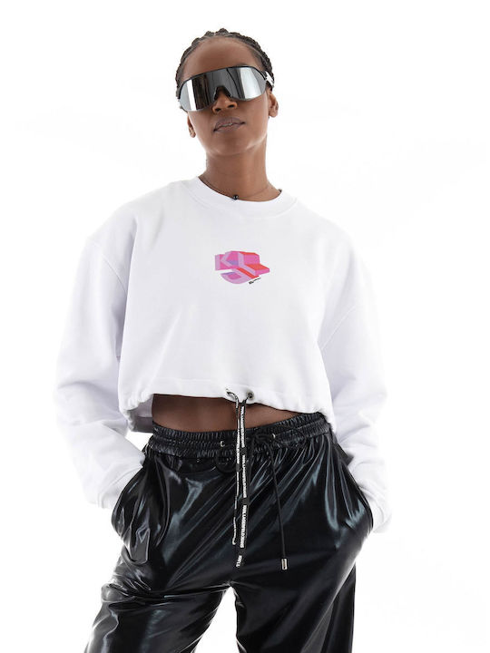 Karl Lagerfeld Women's Cropped Sweatshirt White