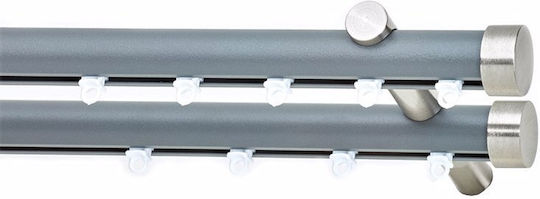 Metallic Curtain Pole Soleil Tapo Double with Rail Diameter 25mm Length 160cm Nickel Color 7
