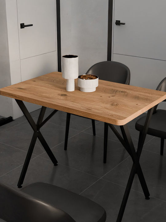 Zeryin Table Dining Room Wooden with Metal Frame Black Velvet-Black Metal 70x110x75cm