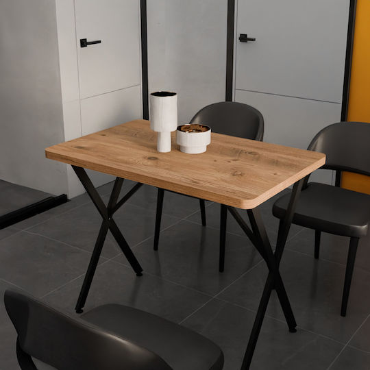 Zeryin Tisch Speisesaal Holz mit Metallgestell Black Velvet-Black Metal 70x110x75cm