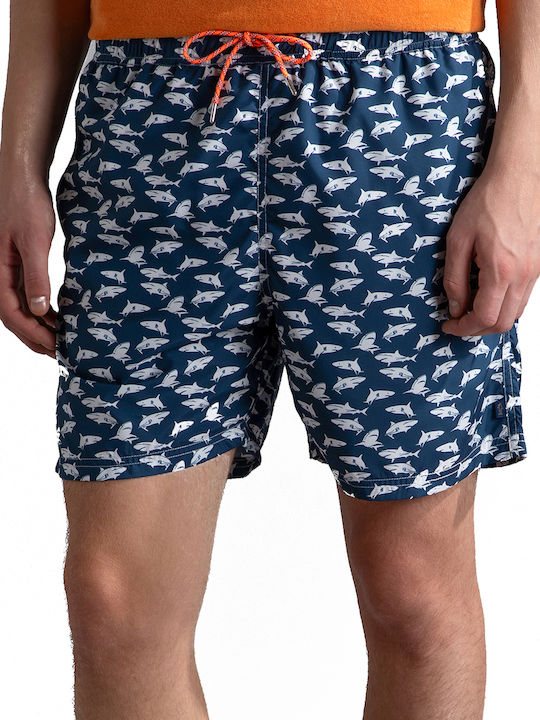 Paul & Shark Men's Swimwear Shorts Blue with Patterns