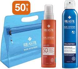 Rilastil Sun System Set with Sunscreen Spray, After Sun & Pouch