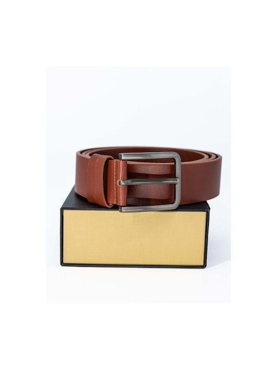 Men's Artificial Leather Wide Belt Brown