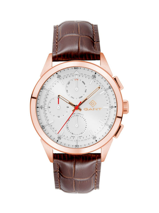 Gant Uhr Batterie mit Rose Gold Lederarmband