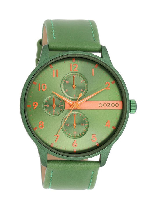 Oozoo Timepieces Watch Battery with Green Leather Strap