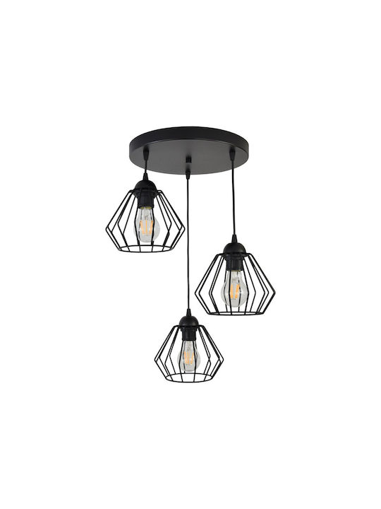 Orno Pendant Light Three-Light for Socket E27 Black