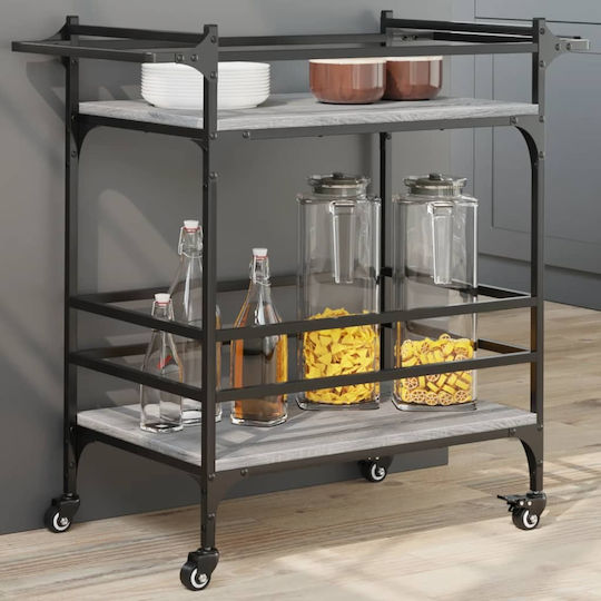 vidaXL Τρόλεϊ Κουζίνας Ξύλινο 3 Θέσεων Γκρι 82x40x78.5cm