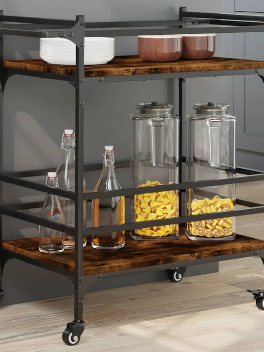 vidaXL Wooden Kitchen Trolley 3 Tiers Brown 82x40x78.5cm