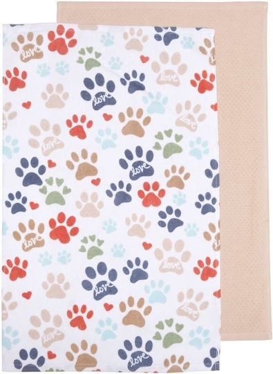 Viopros Geschirrtuch aus 100% Baumwolle in Beige Farbe 40x60cm 2Stück
