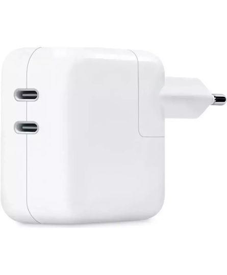 Apple Charger Without Cable with 2 USB-C Ports 35W Power Delivery White (Power Adapter)
