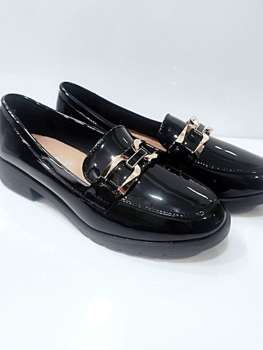 Patent Leather Women's Loafers in Black Color