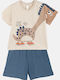Dreams by Joyce Kids' Pajamas Summer BEIGE Dino Skate