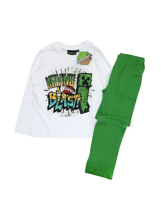 Minecraft Kids Pyjamas Cotton WHITE/GREEN