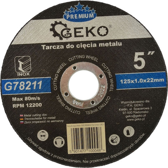 Geko Cutting Disc Metal Hole Diameter 125mm 10pcs