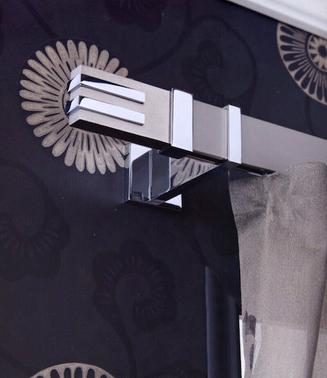 Aslanis Home Metallic Curtain Pole Orizon Double with Rod 160cm Inox