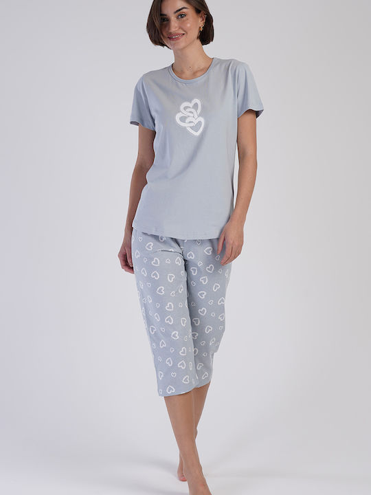 Vienetta Secret Summer Women's Pyjama Set Cotton Grey