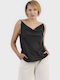Bluza Damă Drapat Cu Bretele Negru