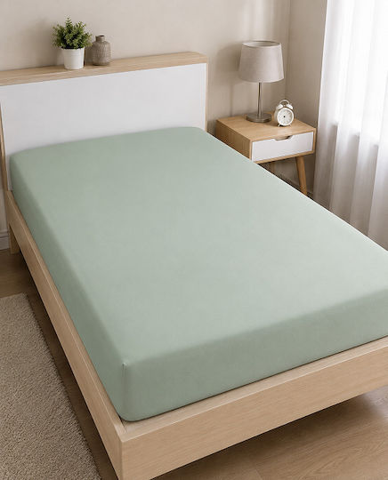 Chios Hellas Σεντόνι King Size με Λάστιχο 180x200+30εκ. Πράσινο