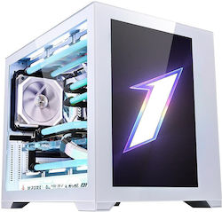 1STPLAYER SP7 Emotion View Gaming Mini Tower Κουτί Υπολογιστή με Πλαϊνό Παράθυρο και RGB Φωτισμό Λευκό