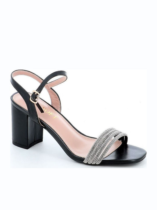 Sandale cu strasuri Negre