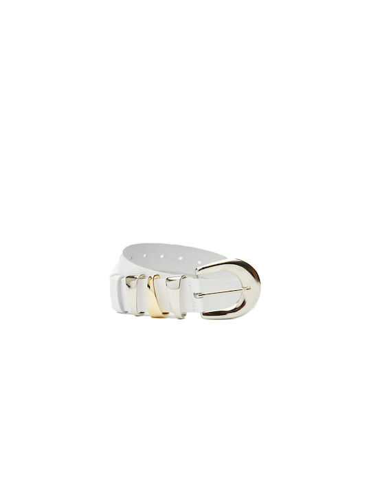 Leather Twist Women's Belt White