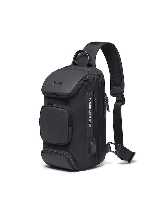 Bange Shoulder / Crossbody Bag with Zipper & Internal Compartments Black 21x5x35cm
