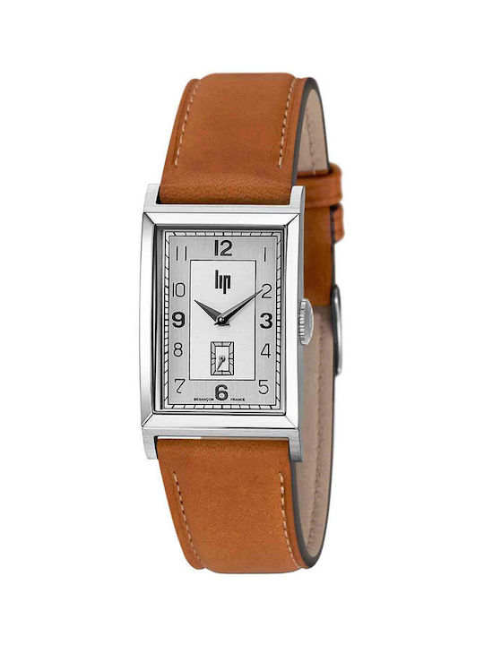 Lip Watches Watch Battery with Brown Leather Strap