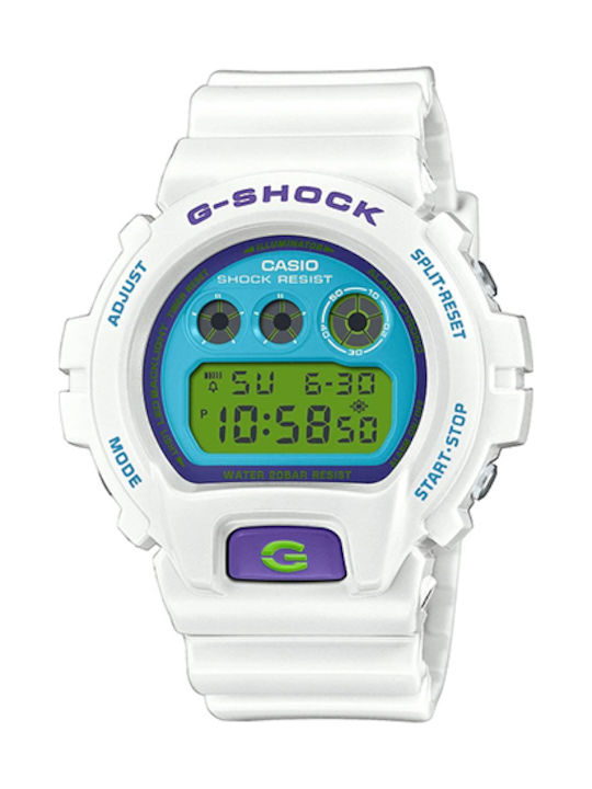 Casio G-shock Digital Herrenuhr 50mm Batterie mit Weiß Kautschukarmband