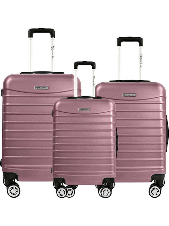 Quasar Model Set of 3 Reisekoffer Hartschalen Powder Coated Pink mit 4 Räder