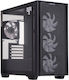 Asus A21 Plus Gaming Midi Tower Computer Case with Window Panel and RGB Lighting Black