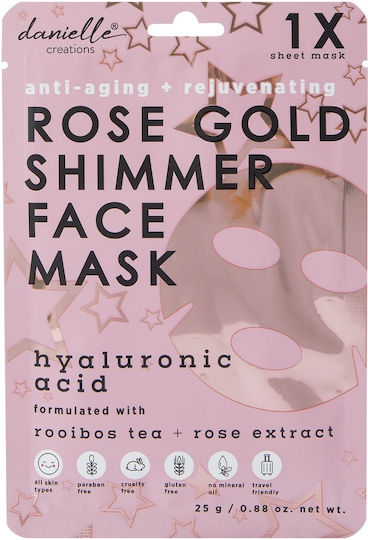 Rose Gold Shimmer Set of 5 Hyaluronic Acid Face Masks By Upper Canada