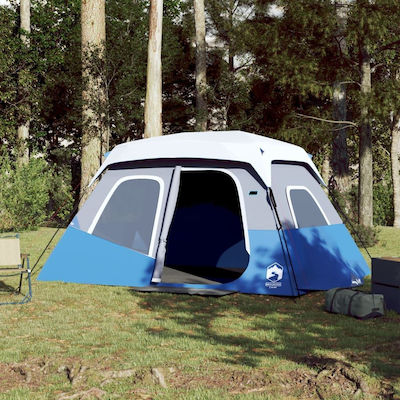 vidaXL Σκηνή Camping Μπλε με Διπλό Πανί για 6 Άτομα 344x282x212εκ.