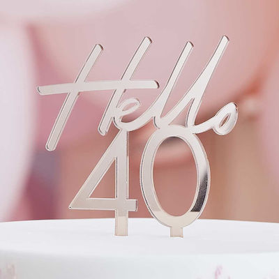 "Hello 40" Topper pentru Tort, Aur Roz