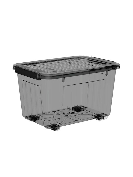 TnS Plastic Cutie de Depozitare cu Roți și Capac Transparent 62x45.5x39.5cm 1buc