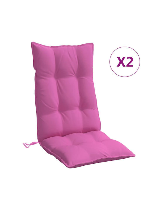 vidaXL Водоустойчива Възглавница За Градински Стол С Гръб Розова 2 Бройки 50x120см