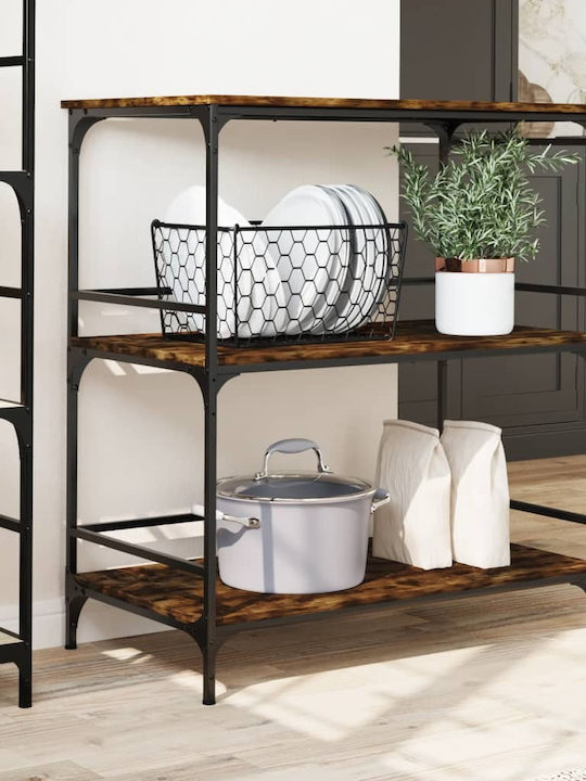 vidaXL Wooden Kitchen Trolley 3 Tiers Brown 100.5x50x105cm