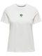 Only Life Women's Blouse Cotton Short Sleeve Bright White