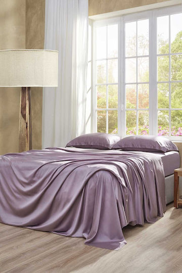 Charisma Set Queen 4pcs 160x200+40cm with Elastic Violet Ice