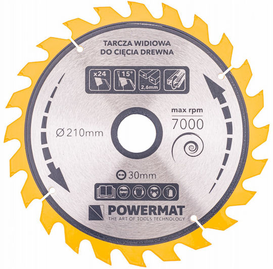 Powermat Cutting Disc Wood Hole Diameter 210mm with 24 Teeth 1pcs