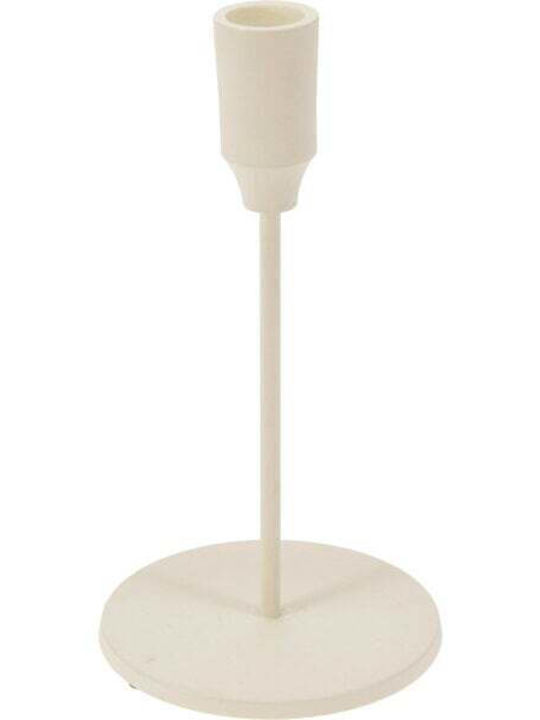 Koopman Candle Holder Metal in White Color 10x19cm 1pcs