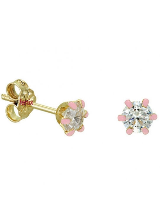 Kids Earrings Studs made of Gold 14K Pink-Diaphanous